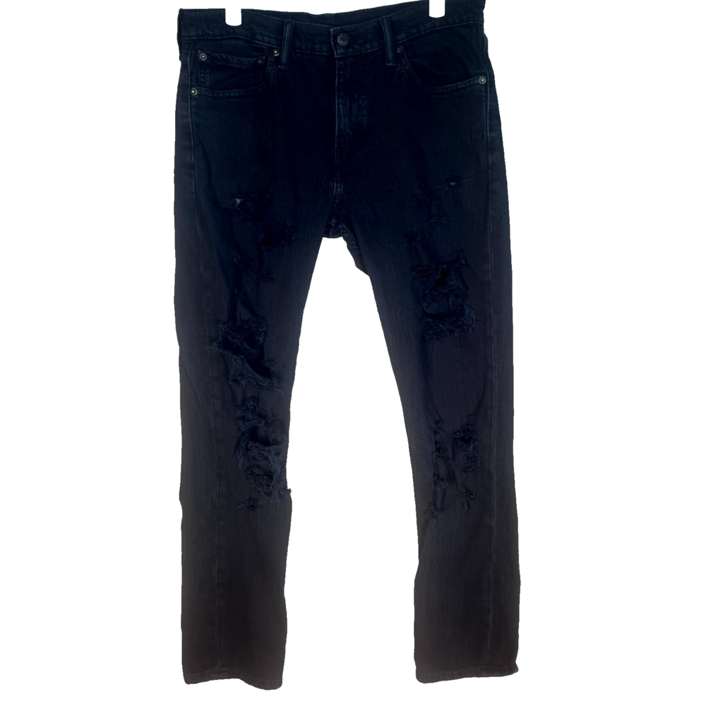 Levi’s 511 Men’s Slim Fit Jeans 32x30 Black Stretch Distressed Denim Zip Fly
